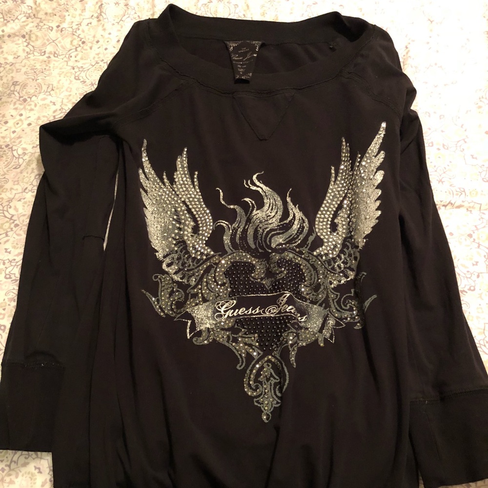 Vintage guess long sleeved cotton top